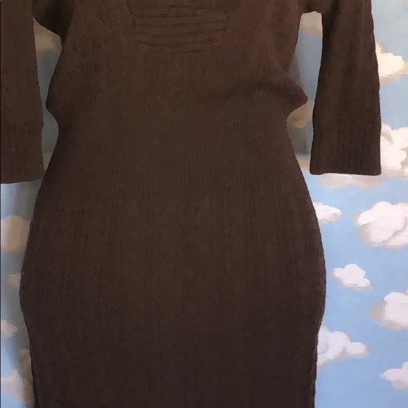 BCBG Maxazria Cable Knit Sweater Dress Brown Size Medium - Picture 4 of 10